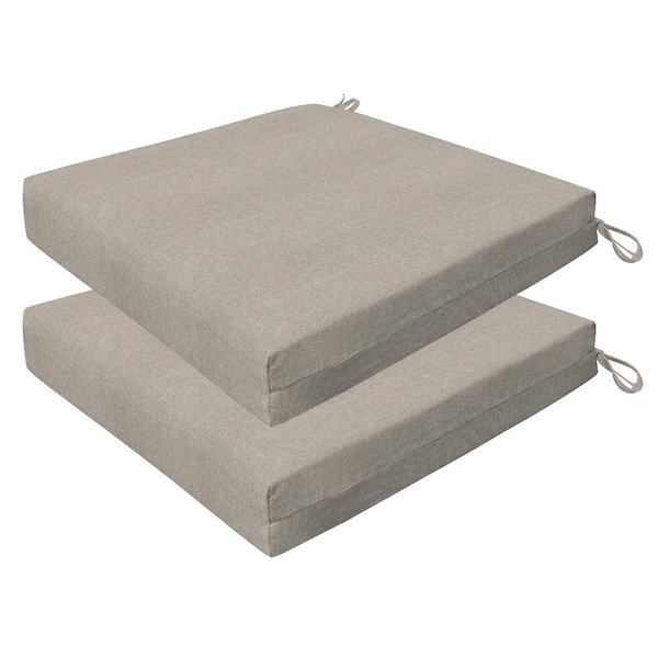Outdoor 20 in. Square Premium Dining Seat Cushion Heathered Solid Taupe (Set of 2)
