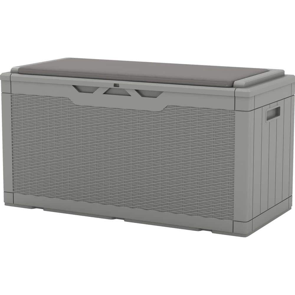 Patiowell Classics 100 Gal. Gray Resin Deck Box with Soft Cushion