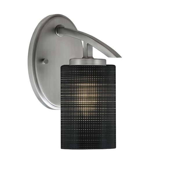 Unbranded Siena 1-Light Graphite Downlight Wall Sconce with Black Matrix Glass Shade