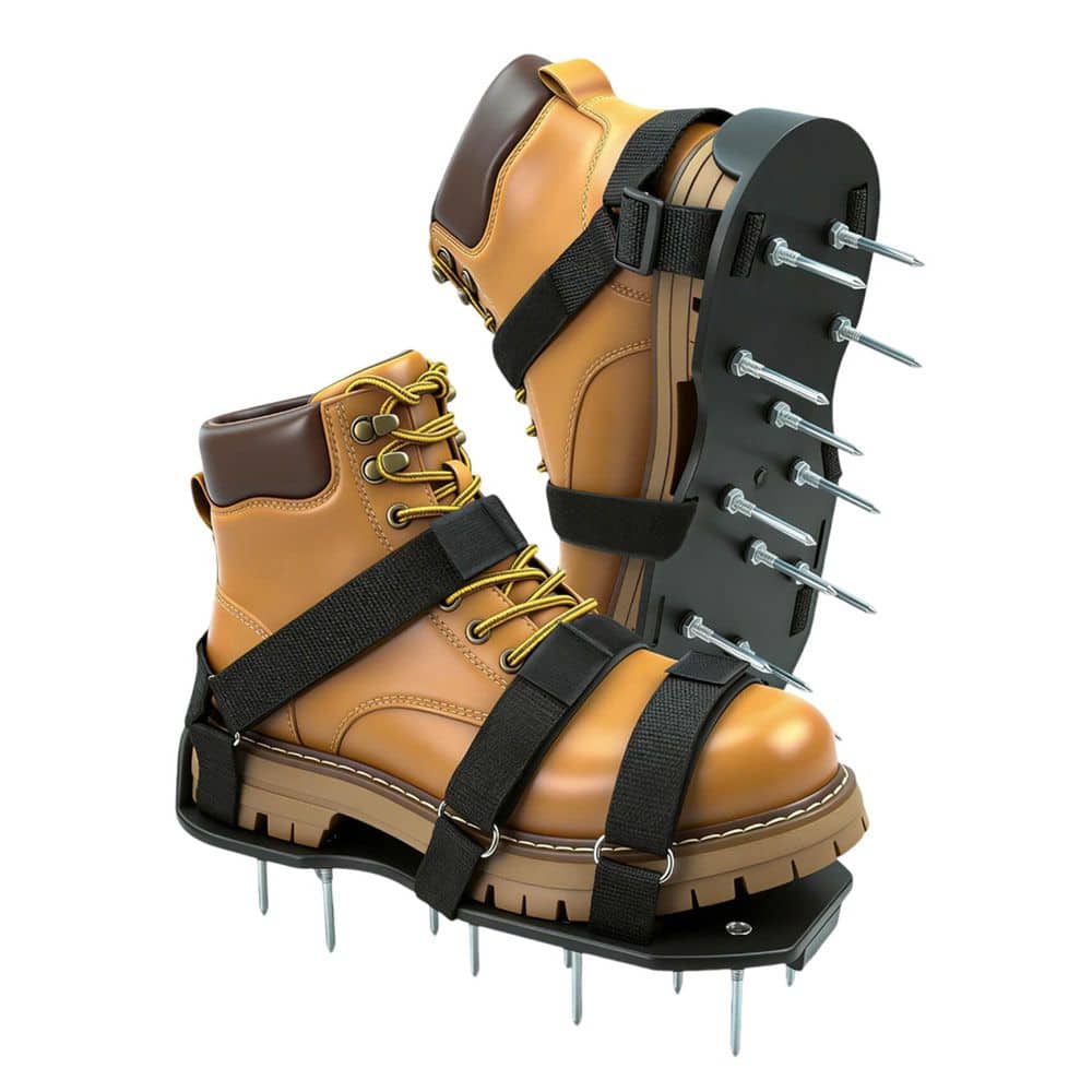 Plastic Lawn Aerator Shoes with Dual Straps Anti-Slip Pad Adjustable Fit Heavy Duty Metal Spikes for Yard Garden price history on PriceWatchPro