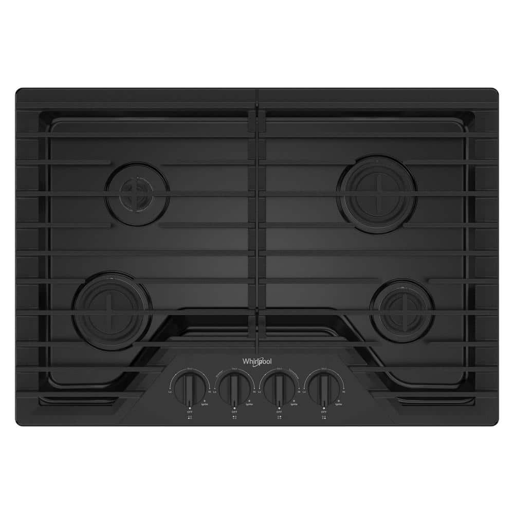 Whirlpool 30 in. 4Burners Recessed Gas Cooktop in Black with SpeedHeat