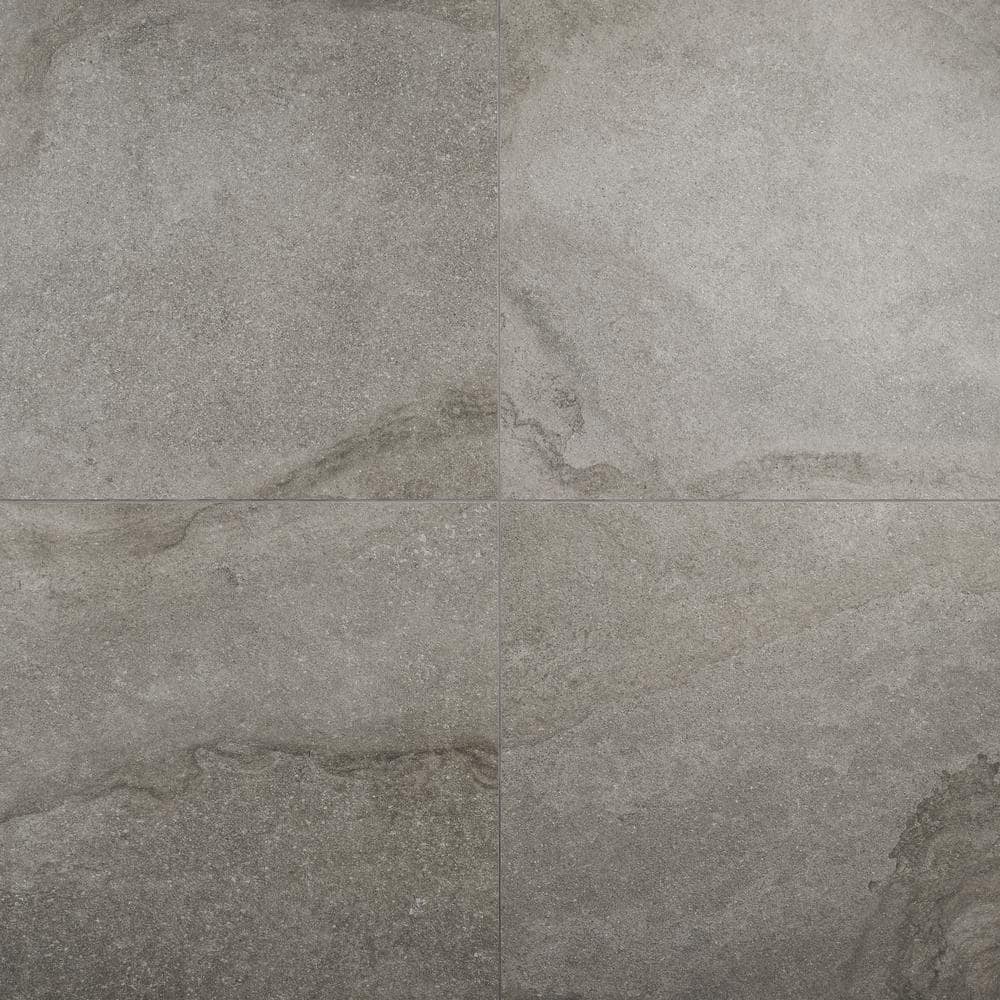 District 24" x 24" Matte Gray Porcelain Floor and Wall Tile