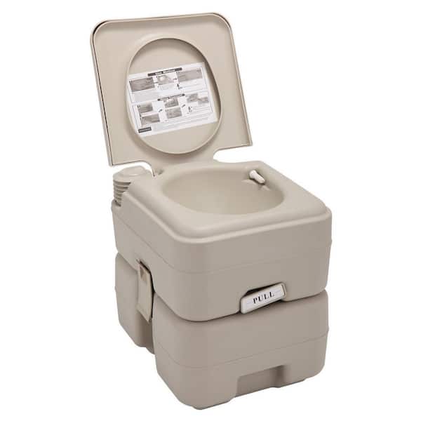 TIRAMISUBEST 5 Gal. Brown Outdoor Travel Camping Flush Potty Portable Toilet