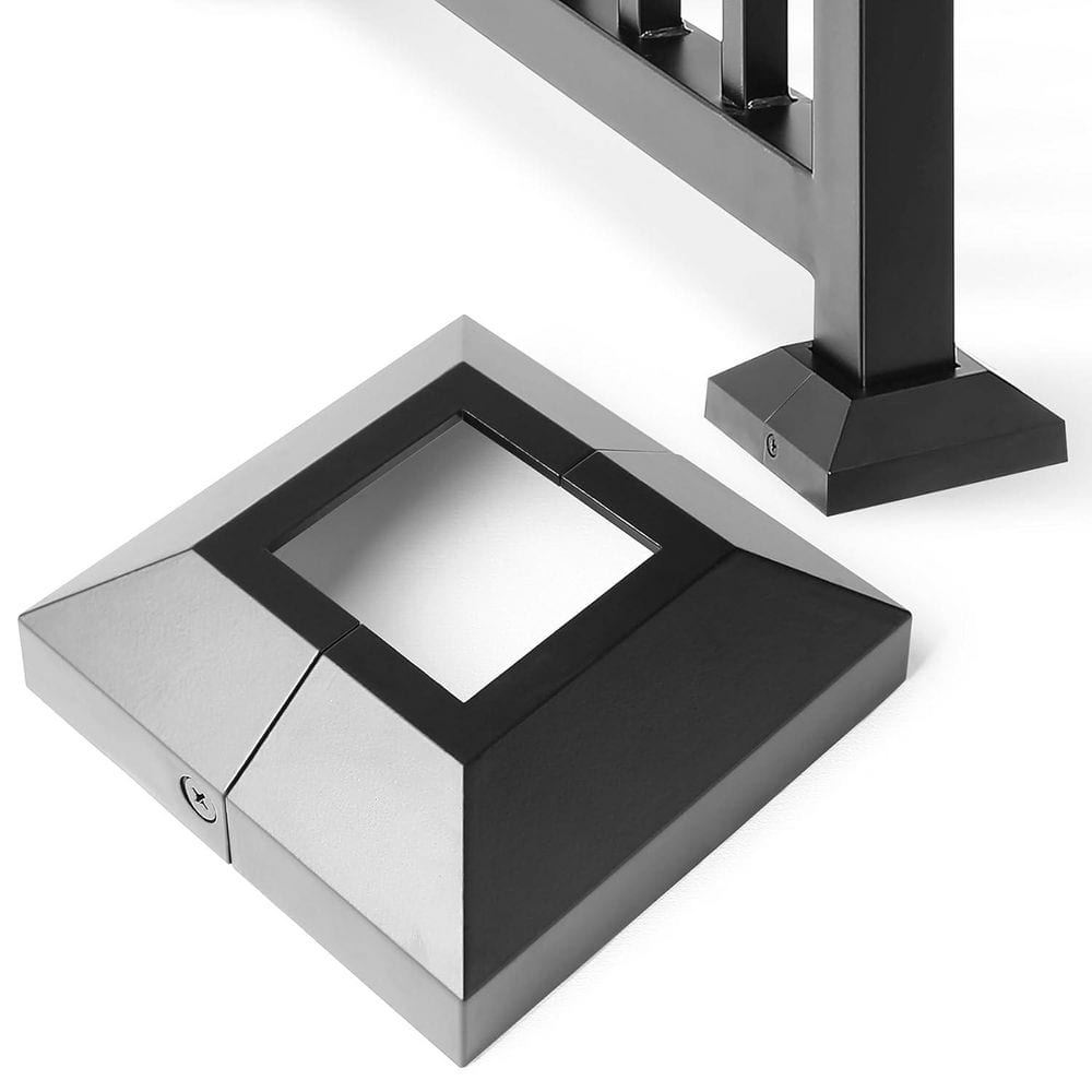 2 Aluminium Post Base Cover for Decks, Stairs, Handrails, Porches, Durable and Rustproof with Split-Pair Design Black price history on PriceWatchPro