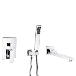 Single Handle 2-Spray 1.8 GPM Waterfall Bathtub Swivel Tub and Shower Faucet with Hand Shower in Polished Chrome
