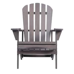 Wood Outdoor Adirondack Chair Set of 1, Patio Chair for Backyard, Garden, Lawn, Porch-Dark Gray