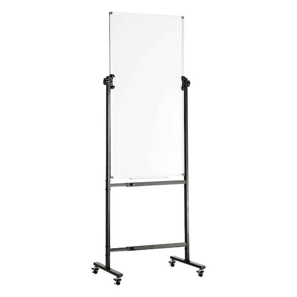 24 in. x 48 in. Double-Sided Mobile Magnetic Dry Erase Whiteboard w/ Wheels, 1-Magnetic Erase, 3-Marker and Movable Tray