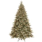 7-1/2 Feel Real Frosted Artic Spruce Hinged Artificial Christmas Tree with Cones and 750 Clear Lights