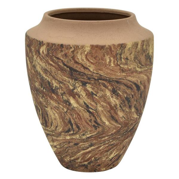 THREE HANDS 11 in. Brown Ceramic Vase