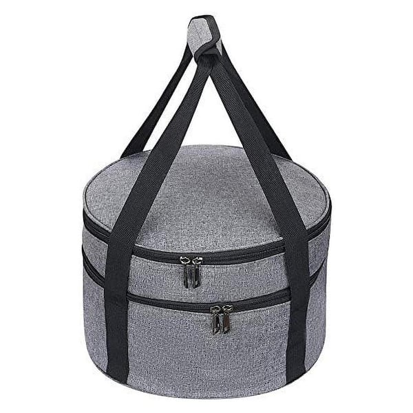 Insulated Gray Pie Carrier Set with Handles for Hot or Cold Food Transport, Double Layer Casserole Carrier