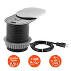 1-Power Outlet Space Saver Grommet Socket 1 USB Port 2.4 Amp Splash Resistant in Stainless-Steel
