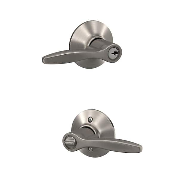 Schlage Delfayo Satin Nickel Keyed Entry Door Lever F51a Del 619 The Home Depot 7192