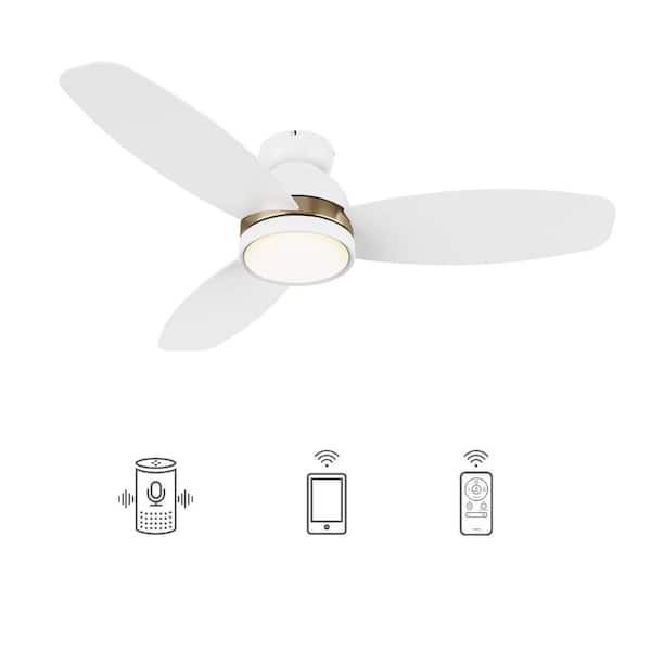 CARRO Biscay 48 in. Integrated LED Indoor/Outdoor White Smart Ceiling Fan with Light and Remote, Works with Alexa/Google Home