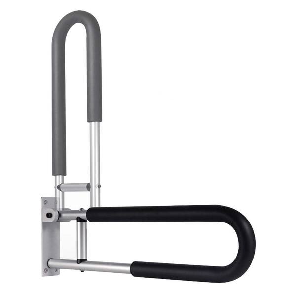 ZUEXT 31.3" Wall To Floor Toilet Grab Bar - Brushed Nickel, Stainless Steel, Anti-Slip Grip For Bathroom Safety (Supports 500 Lbs)