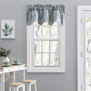 Lexington Leaf 15 in. L Cotton/Polyester Lined Scallop Valance in Blue
