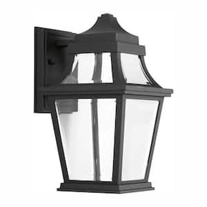 Endorse LED Collection 1-Light Textured Black Clear Glass New Traditional Outdoor Small Wall Lantern Light