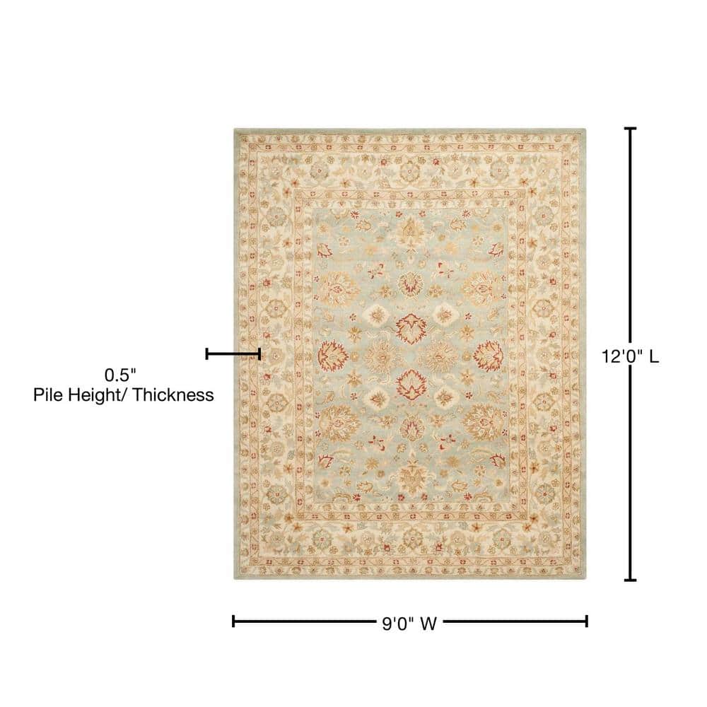 Handmade Blue Wool Tufted Area Rug, 54" x 18"