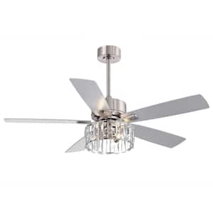 Ancelmo 52 in. Indoor Satin Nickel Ceiling Fan with Remote and Light Kit Included