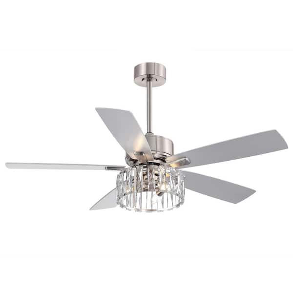 Breezary Ancelmo 52 in. Indoor Satin Nickel Ceiling Fan with Remote and Light Kit Included