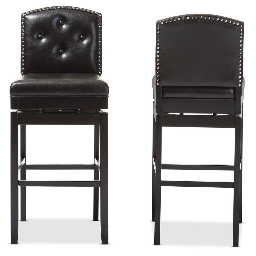 Ginaro Dark Brown Faux Leather Swivel Bar Stool Set