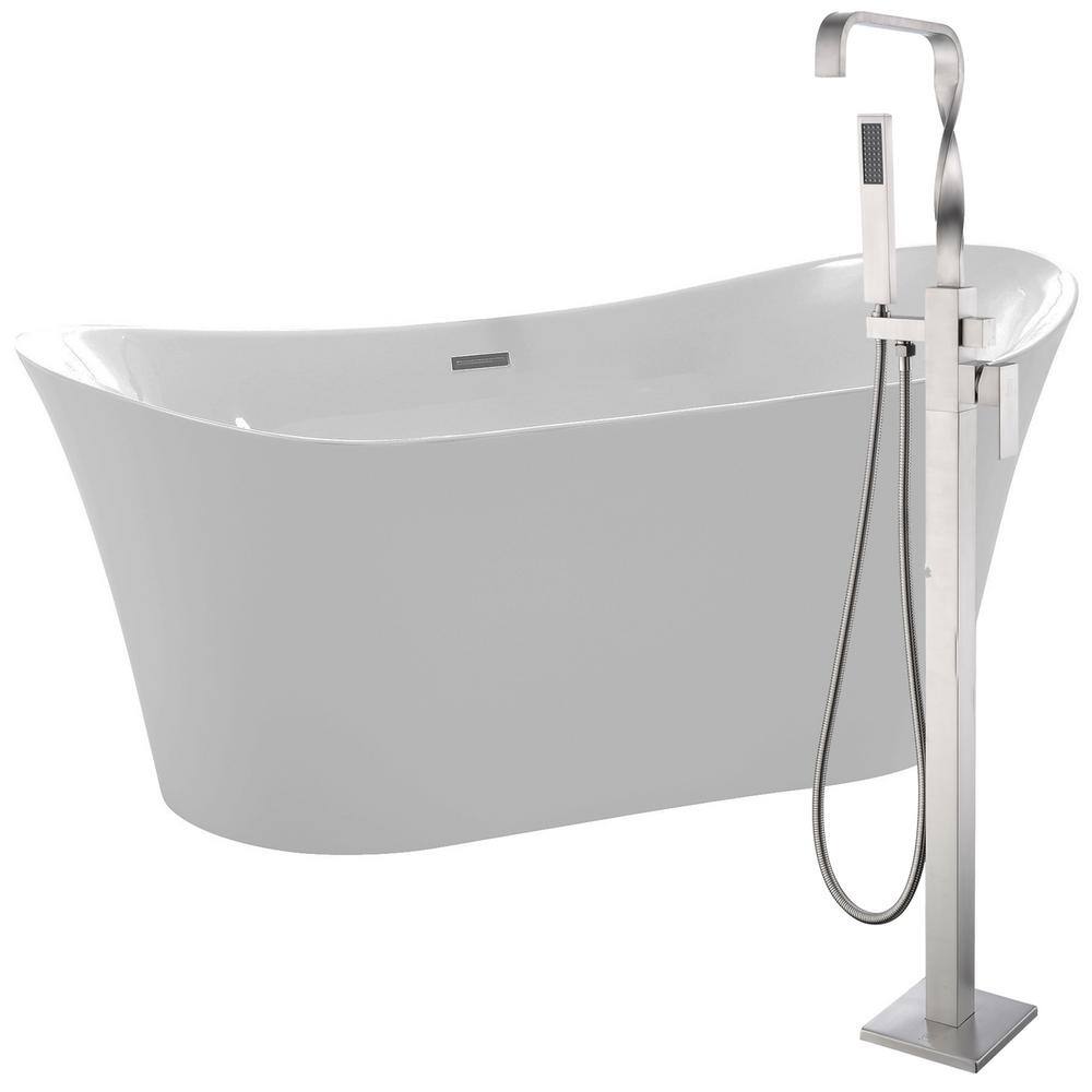 Eft 67 in. Acrylic Flatbottom Non-Whirlpool Bathtub in White with Yosemite 