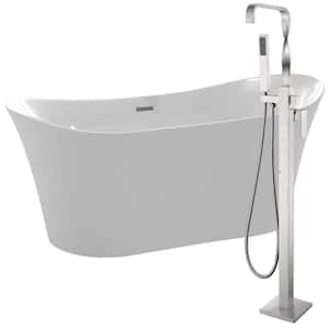 Eft 67 in. Acrylic Flatbottom Non-Whirlpool Bathtub in White with Yosemite Faucet in Brushed Nickel