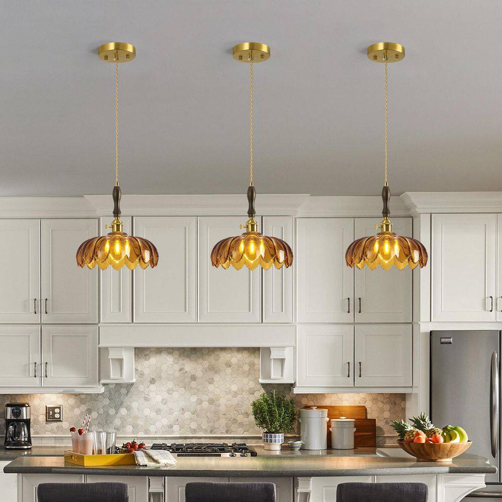 Home Lighting 60-Watt 1-Light 10.03 in. Modern Tawny Glass Pendant Light with Gold Finish for Bedrooms and Dining Rooms price history on PriceWatchPro