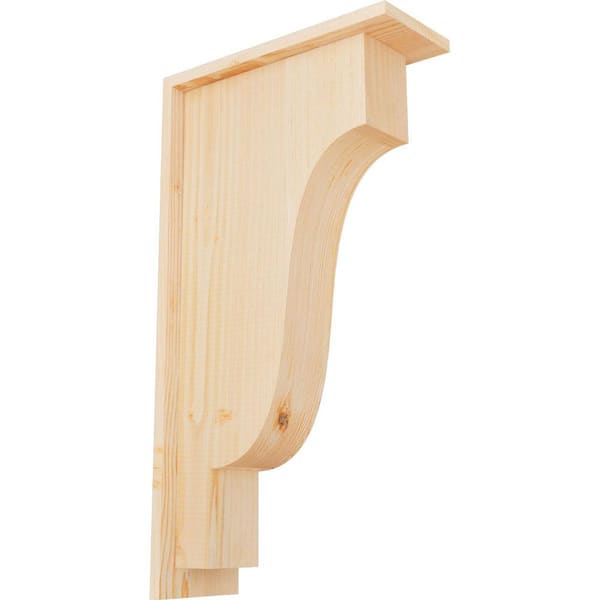 Ekena Millwork 5-1/2 in. x 14 in. x 26 in. Douglas Fir Newport Smooth Corbel with Backplate