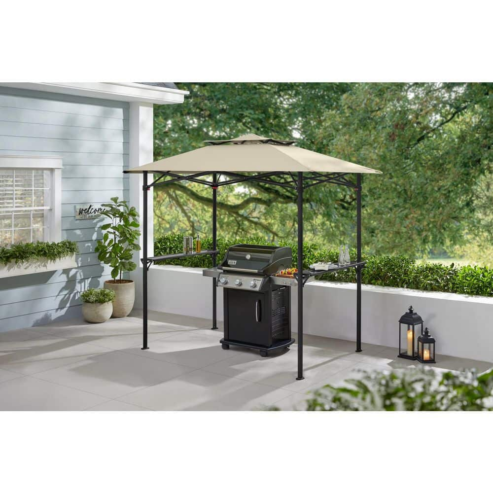 Hampton Bay 8 ft. x 5 ft. Khaki Canopy Pop Up Grill Gazebo G40C - The Home Depot