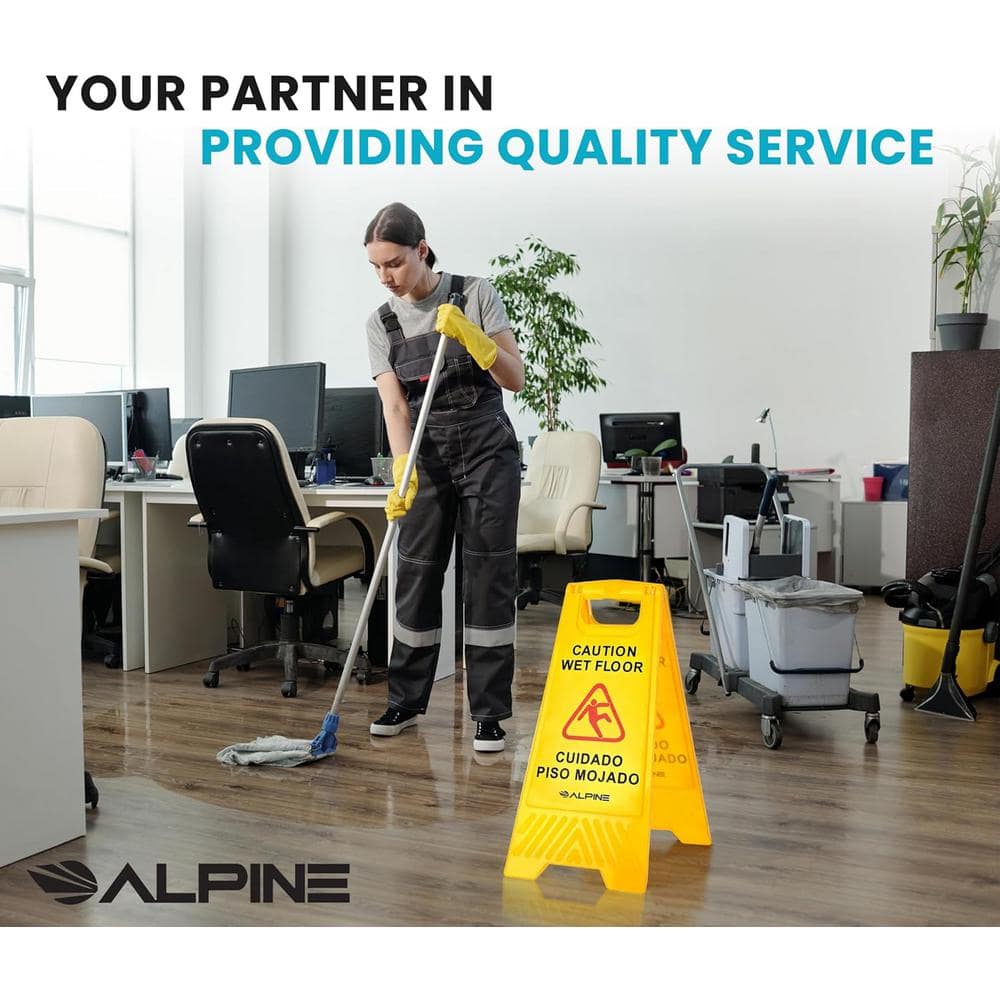 Yellow Bilingual Plastic Caution Wet Floor Sign Set