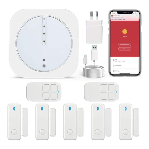 9-Piece Door Alarm System Kit for Home Security Kids Safety with APP Window Sensor Work with Alexa for House Apartment