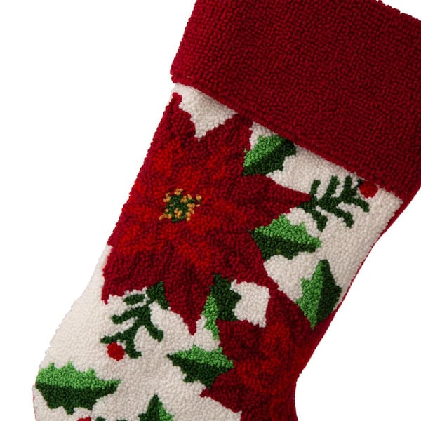 21.00 in. H Acrylic/PolyesterPoinsettia Hooked Stocking