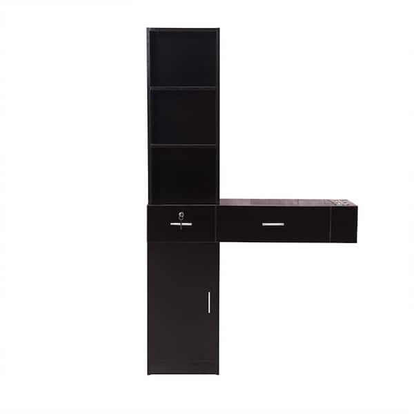 Karl home Wall Mount Black Salon Storage Cabinet with Lockable Drawer