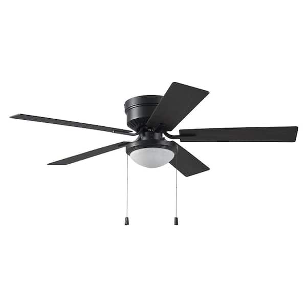 Unbranded Belanova 52 in. Indoor LED Black Hugger Ceiling Fan with Light Kit, Reversible Blades, and Reversible Motor