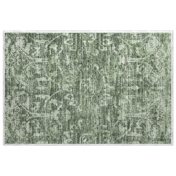 Dream Shag Premium Machine Washable Abstract ADS40 Green 2 ft. x 3 ft. Accent Rug