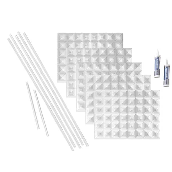 Fasade Miniquattro 18 in. x 24 in. Gloss White Vinyl Decorative Wall Tile Backsplash 15 sq. ft. Kit