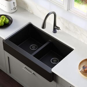 Kitchen Sink Elegant Single Bowl Granite Stone Top/Under Mount Black 860 x 500mm 