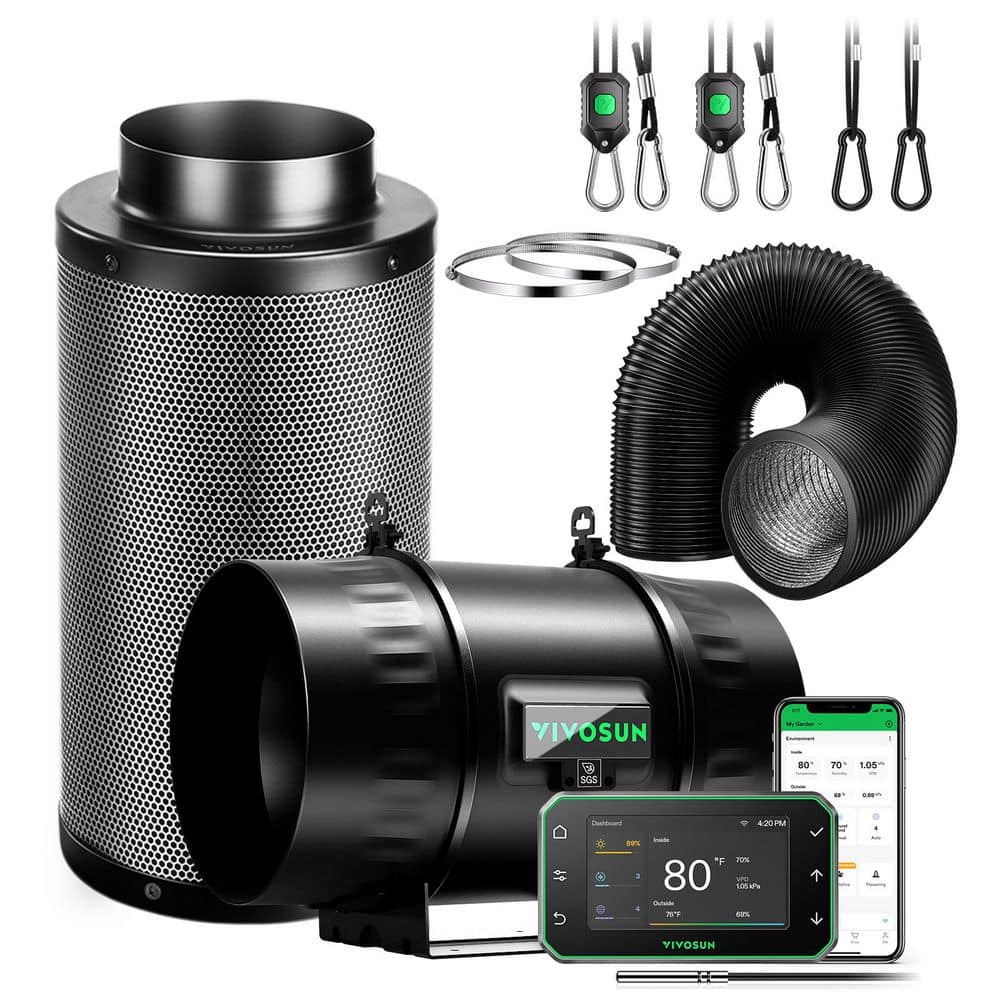 AeroZesh T8 8 in. Inline Duct Fan Kit with GrowHub E42A Plus Controller, Black Carbon Filter and 25 ft. Ducting price history on PriceWatchPro