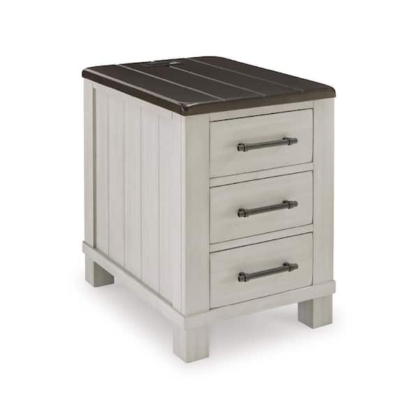 Signature DESIGN BY ASHLEY Darborn 18 in. Gray Rectangle Wood End Table with Storage and Drawers