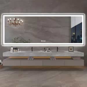 Aura 96 in. W x 36 in. H Rectangular Frameless Anti-Fog Ceiling Wall Mount Bathroom Vanity Mirror in Silver