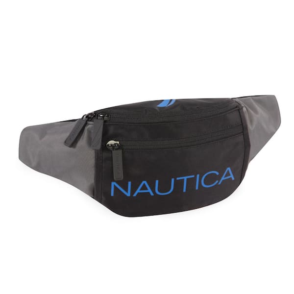 Nautica NT Block Fanny Pack plus 5.5 in. plus Black/Blue plus Waist pack plus Multiple Zippered Pockets