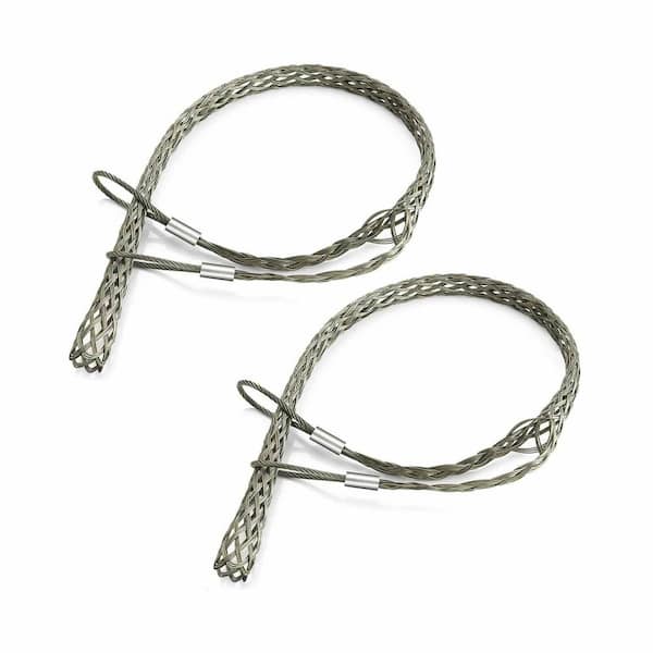 Heavy Wire Cable Mesh Pulling Grip Double Head Cable Pulling Sock Stainless Steel 49 in. Silver (2-Pack)