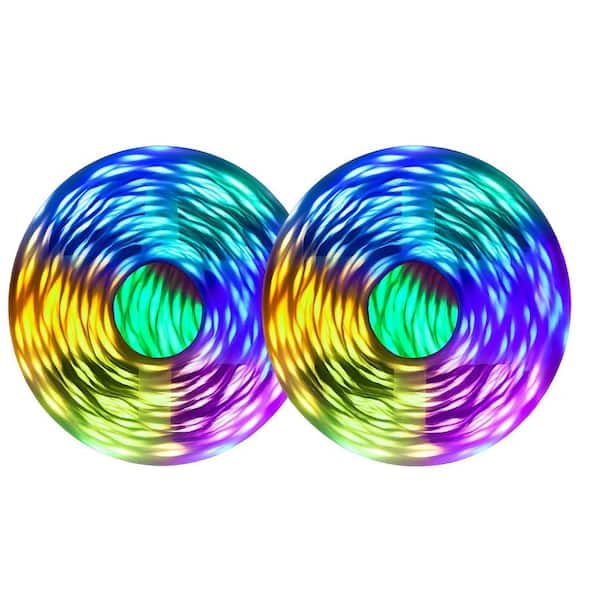 200 ft. (2-Rolls of 100 ft.), Integrated LED, ‎RGB (Red, Green, Blue) Strip Light Fixture Bluetooth App Control, Vinyl