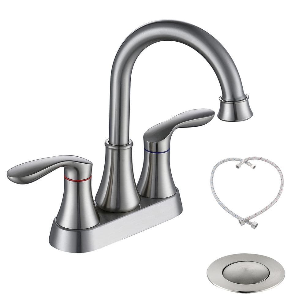 Satico 4 in.Centerset 2-Handle Bathroom Faucet, Bathroom Vanity Sink Faucets with Pop-up Drain ...