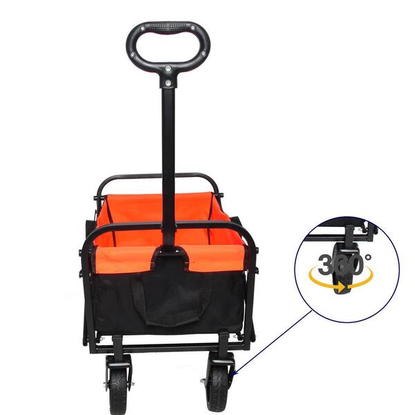 Unbranded - 1.43 cu. ft. Fabric and Steel Folding Wagon Shopping Beach Garden Cart (Black and Yellow)