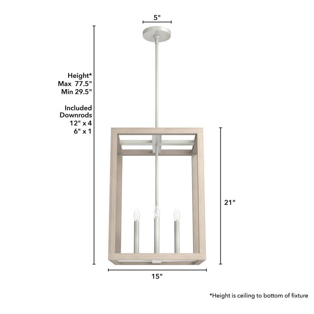 Brushed Nickel and Bleached Wood 15" LED Pendant Light