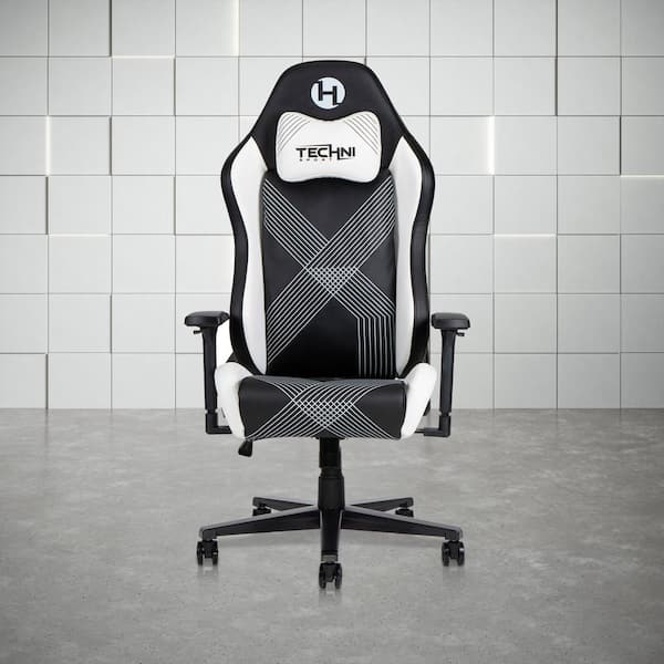 Techni Sport Comfort Edge Faux Leather Reclining Ergonomic Gaming Chair in Black with 3D Adjustable Arms