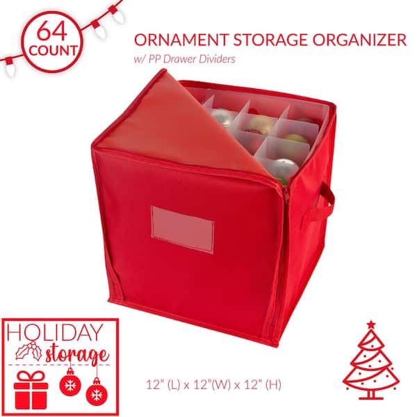 Simplify 11.81 in. D x 11.81 in. W x 11.81 in. H Red Plastic 64 Count  Stackable Cube Storage Bin Christmas Ornament Storage Box - Yahoo Shopping