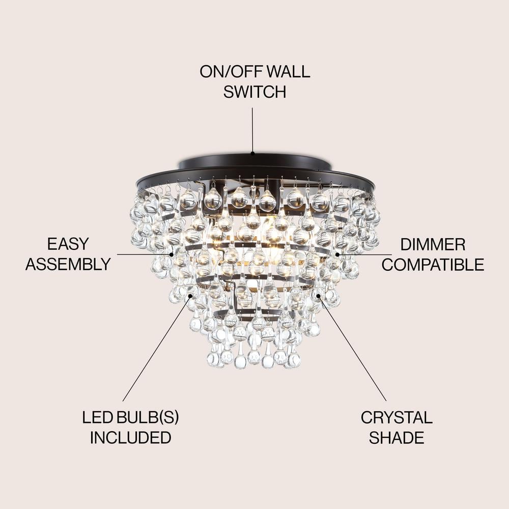 Toronto 16" Crystal LED Flush Mount Chandelier in Bronze