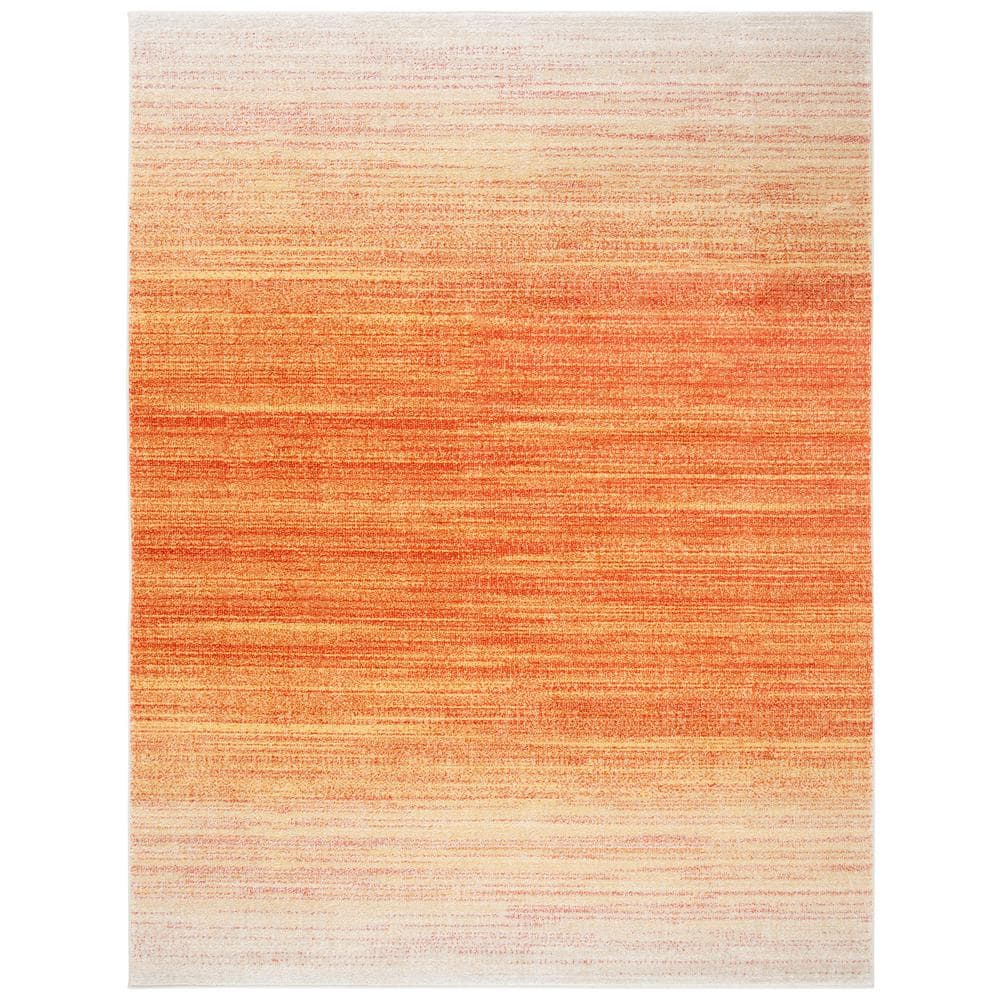 Adirondack 8' x 10' Orange and Red Synthetic Area Rug